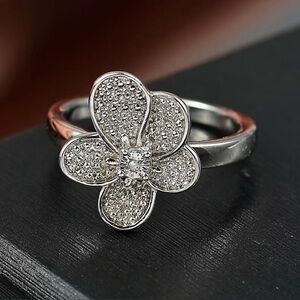 EverTrue White Diamond Accent Petal Radiance Ring in Platinum Bond